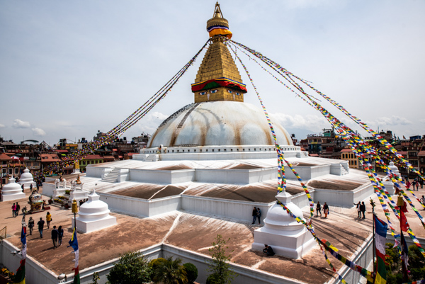 Tempel Swayambunath in der Hauptstadt Kathmandu, Nepal