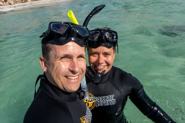 Mark und Julia beim Schnorchelausflug zu den Seelöwen von Jurien Bay