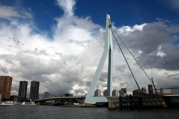 Die Erasmus-Brücke ist ein erstaunliches Bauwerk und eines der Wahrzeichen von Rotterdam, Niederlande